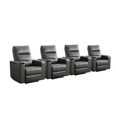 Home Theater Seats Designed for Ultimate Comfort, Power Reclining, Built-in USB Ports, Cup Holders, 4-Seat Set
