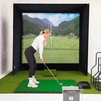 Golf Simulator Enclosure Built for Indoor Practice, Premium Impact Screen, Side Barriers, 7 Sizes