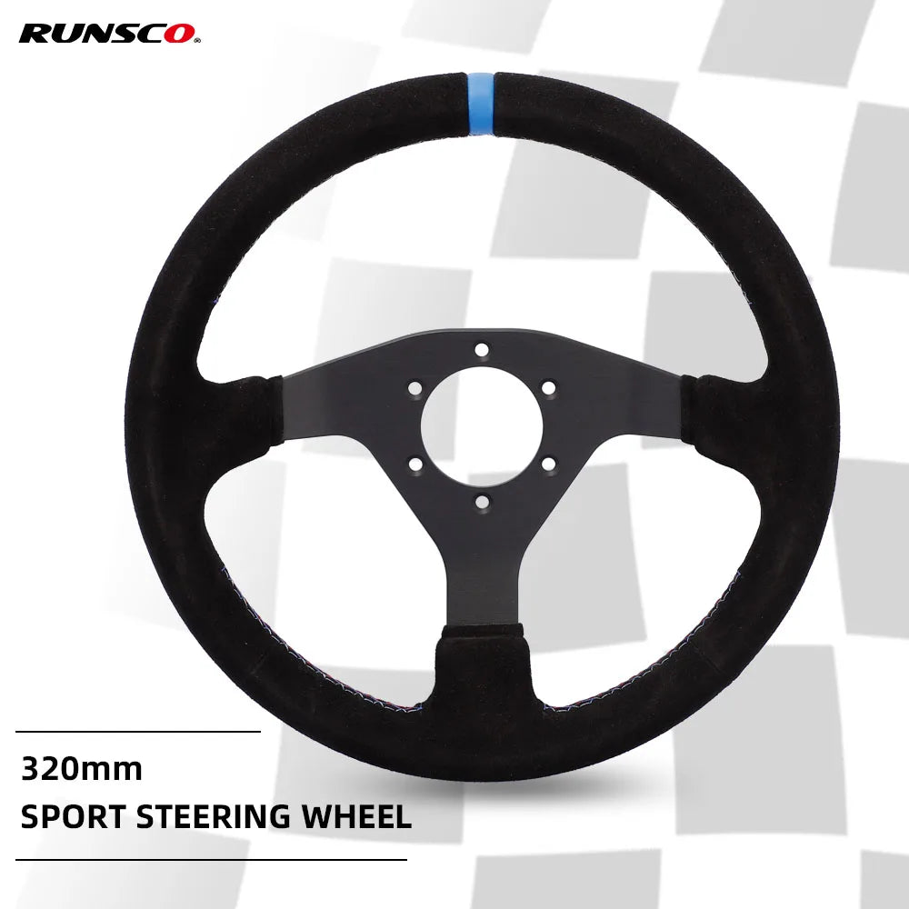 320Mm Sport Steering Wheel Racing Simulator Controller Rims Flat Drift 12Inch Suede Steering Wheel
