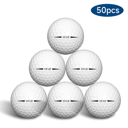 50Pcs 2-Layer Golf Balls - 332 Dimple, Max Distance, Spin Control, Durable, Precision - for Golf Training & Play