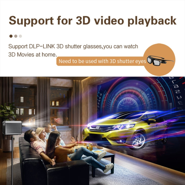 TOUMEI X5 Home Theater DLP Projector HD High Bright 1080P Projector US Plug(Gray)