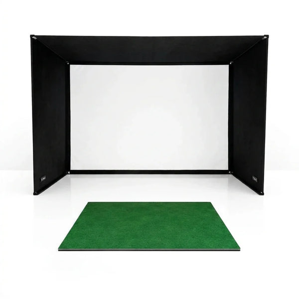 Golf Simulator Enclosure Built for Indoor Practice, Premium Impact Screen, Side Barriers, 7 Sizes