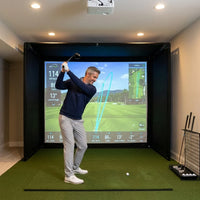 Golf Simulator Enclosure Built for Indoor Practice, Premium Impact Screen, Side Barriers, 7 Sizes — Lifestyle