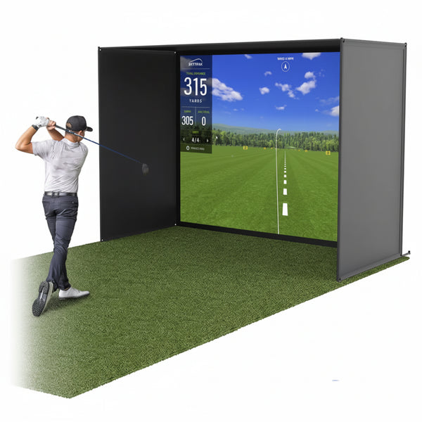 Golf Training Simulator Cage Designed for Home Practice, Dual-Layer Impact Screen, Steel Frame, 10-14ft Sizes
